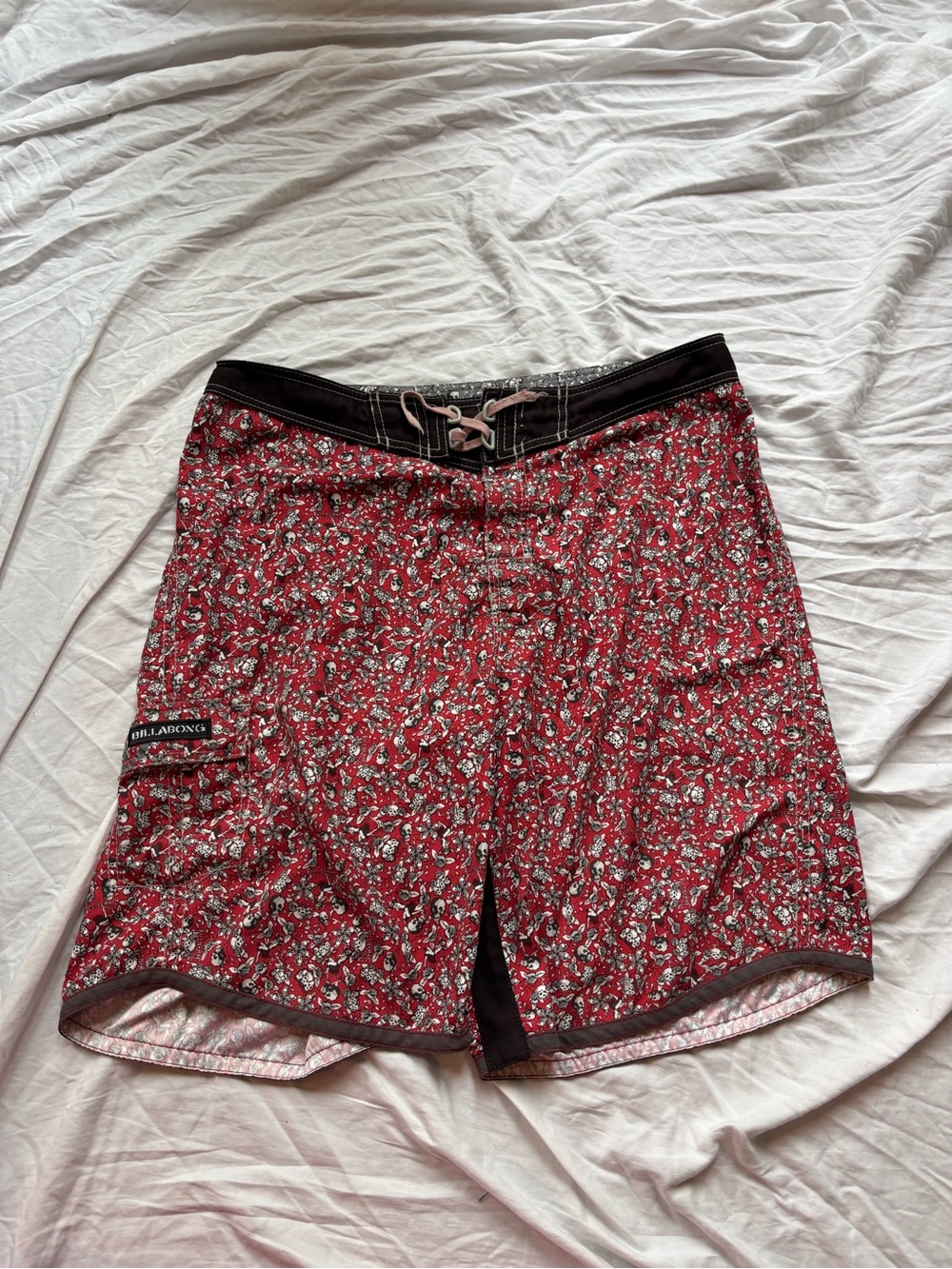 Billabong Red Floral Hybrid Boardshorts with Black Trim